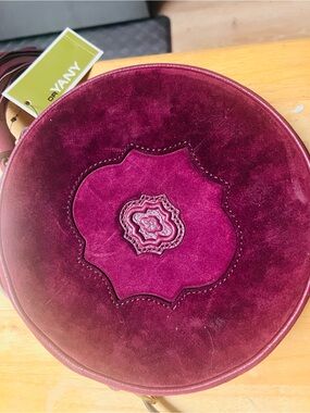 Round Velvet Crossbody Bag in Deep Plum